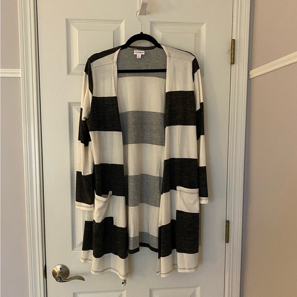 Black and cream large striped cardigan